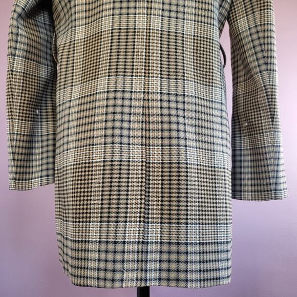 Halogen X Atlantic-Pacific Neutral Houndstooth Plaid Double Breasted Belted Coat - Picture 12 of 16